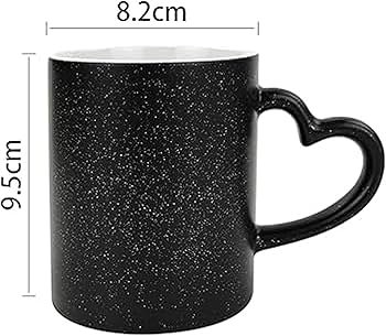 Customized Magic Mug with Sparkle Effect | Black Ceramic Heat Reveal Coffee Mug | Personalized Sublimation Print Gift