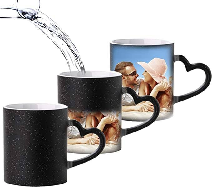 Customized Magic Mug with Sparkle Effect | Black Ceramic Heat Reveal Coffee Mug | Personalized Sublimation Print Gift