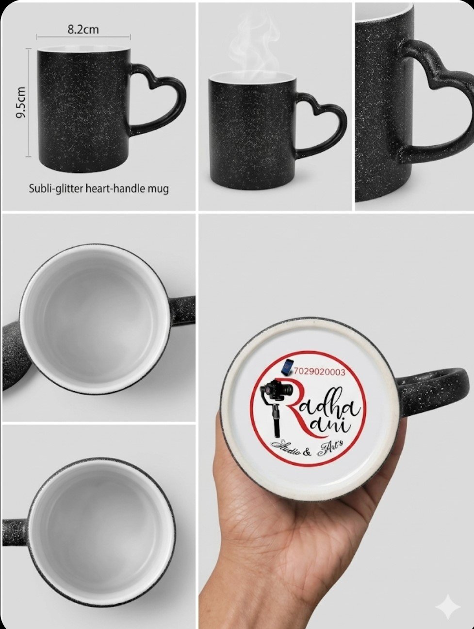 Customized Magic Mug with Sparkle Effect | Black Ceramic Heat Reveal Coffee Mug | Personalized Sublimation Print Gift